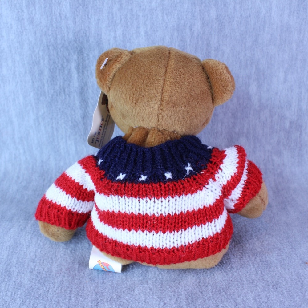 TEDDY BEAR "Justice" March of Dimes American Sweater 8" Plush Stuffed Animal Toy - Picture 2 of 5